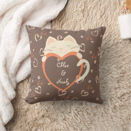 Personalised for Couples Cute Cat Valentine's Day Cushion