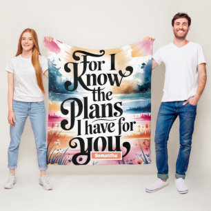 Personalised For I Know The Plans Christian Fleece Blanket