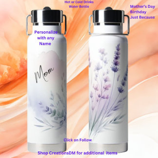 Personalised for Mum or Anyone Floral Water Bottle