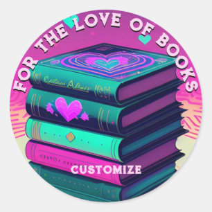 Personalised For The Love Of Books Classic Round Sticker