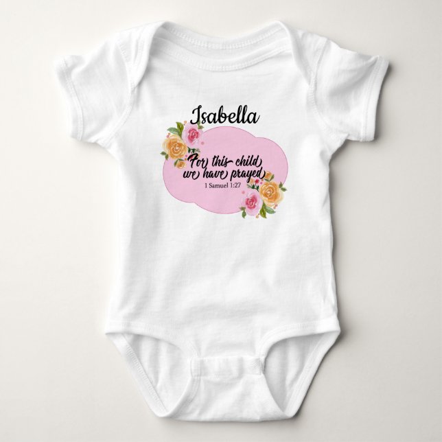 Personalised For This Child We Have Prayed Baby Bodysuit (Front)