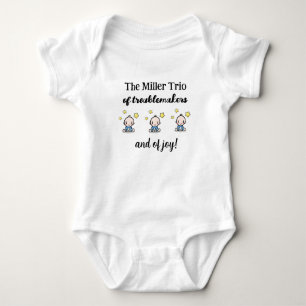Personalised For Triplet Boys, Trio, Gift Idea,  Baby Bodysuit