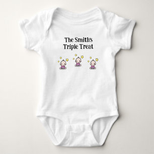 personalised for triplet girls, gift idea,  baby bodysuit