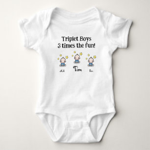 personalised for triplets, 3 boys, gift idea,   baby bodysuit