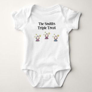 personalised for triplets, triplets gift idea, baby bodysuit
