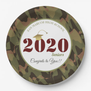 Personalised Forest Camouflage Pattern Graduation Paper Plate