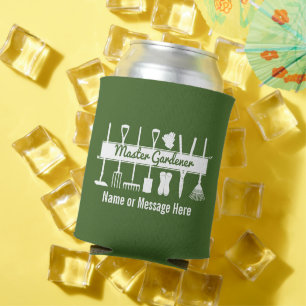 Personalised Forest Green Master Gardener Can Cooler