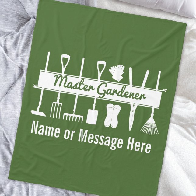 Personalised Forest Green Modern Master Gardener Fleece Blanket (Creator Uploaded)
