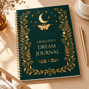 Personalised Forest Green Moon Moth Dream Journal