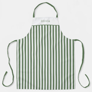 Personalised Forest Green Stripe Pattern Apron