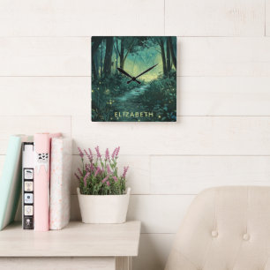 Personalised Forest Scene Square Wall Clock