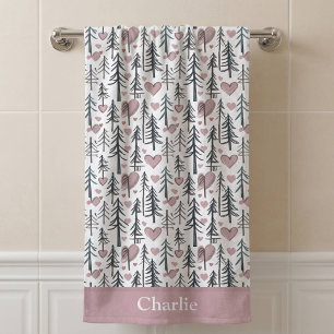 Personalised Forest Tree Kids Bath Towel