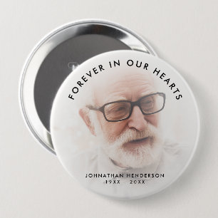 Personalised Forever in Our Hearts Photo Memorial 10 Cm Round Badge