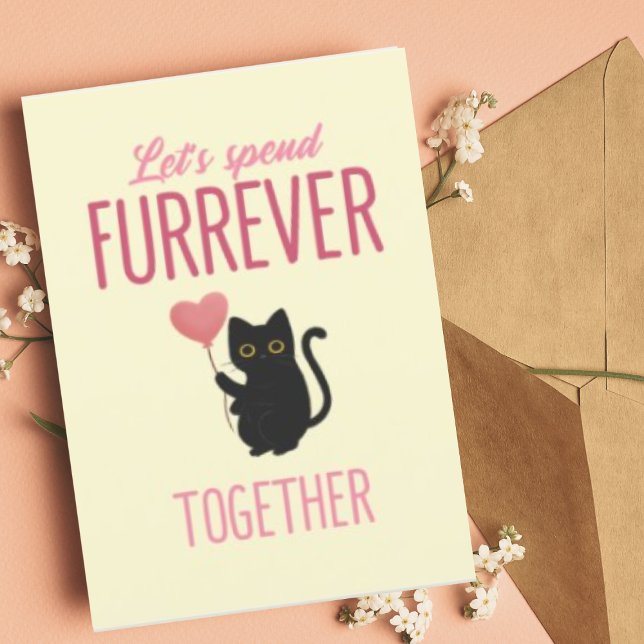 Personalised Forever Together Cute Cat Valentines Holiday Card (Buy or Download Now!)