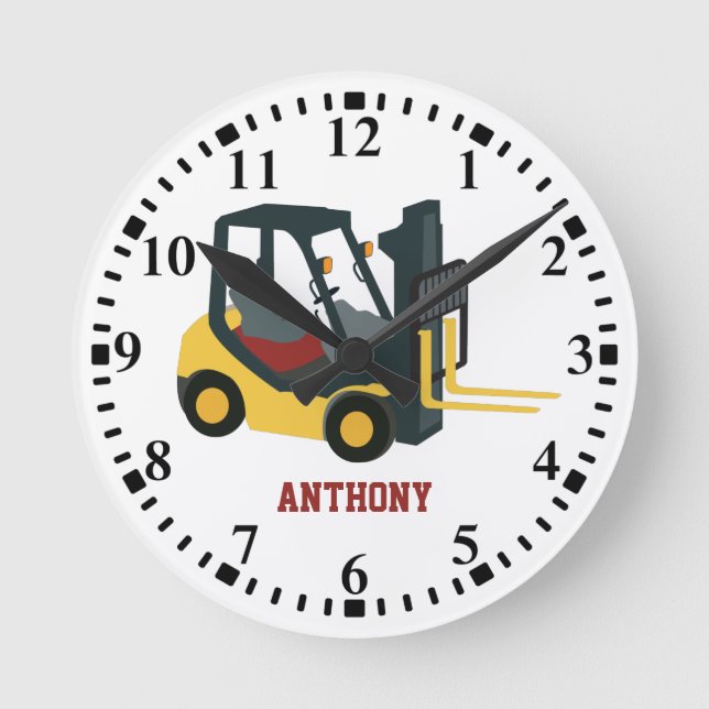 Personalised Forklift Truck Round Clock (Front)