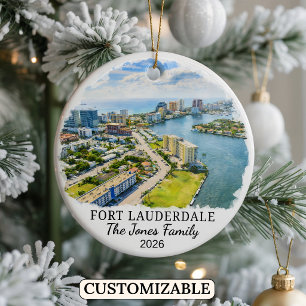 Personalised Fort Lauderdale Ornament, Florida Ceramic Tree Decoration