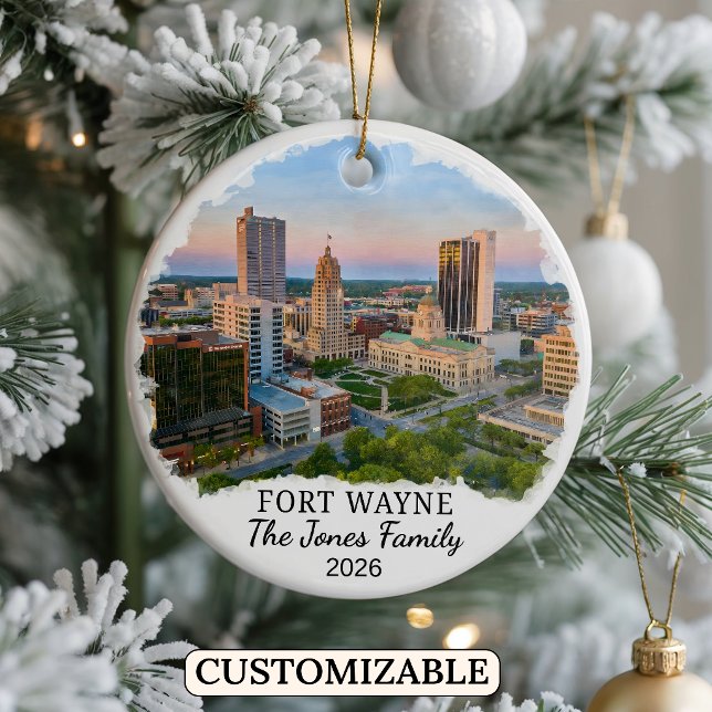 Personalised Fort Wayne Ornament, Custom Indiana Ceramic Tree Decoration (Creator Uploaded)