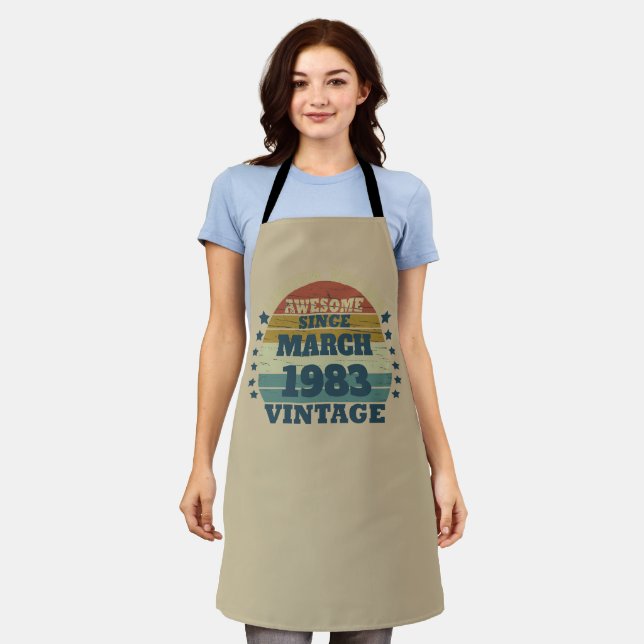 Personalised forty vintage 40th birthday party apron (Worn)