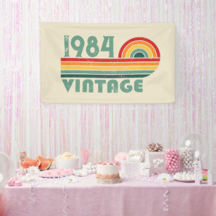 Personalised forty vintage 40th birthday party banner