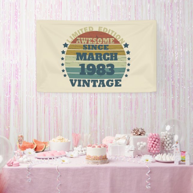 Personalised forty vintage 40th birthday party banner (Party)