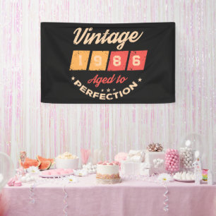 Personalised forty vintage 40th birthday party banner