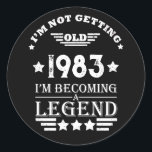 Personalised forty vintage 40th birthday party classic round sticker<br><div class="desc">Make your birthday special with this unique design. Add a touch of sophisticated elegance to your birthday celebration with our exquisite, one-of-a-kind designs. These graphics bring sophistication and originality to any product, creating a memorable and stylish gift. They are perfect for those who appreciate a touch of timeless glamour on...</div>