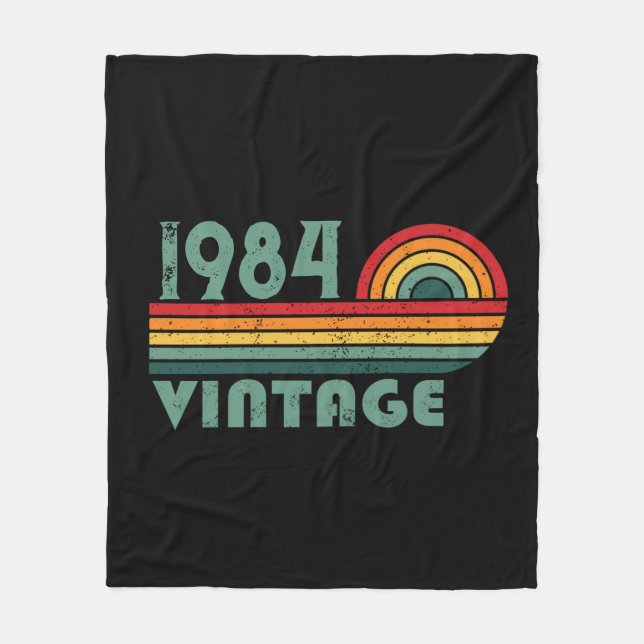 Personalised forty vintage 40th birthday party fleece blanket (Front)