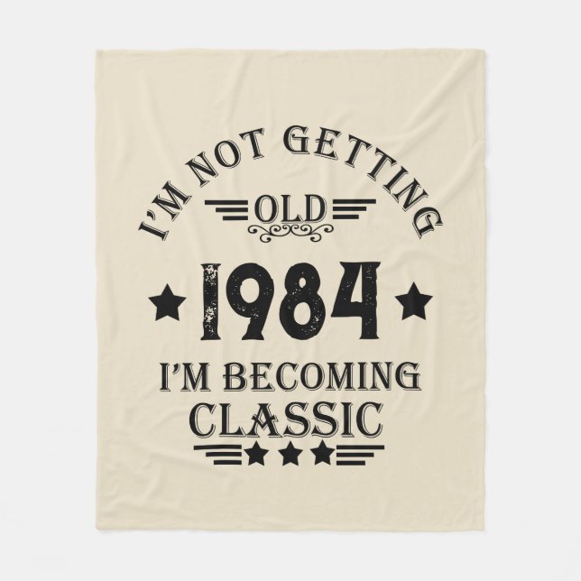 Personalised forty vintage 40th birthday party fleece blanket (Front)