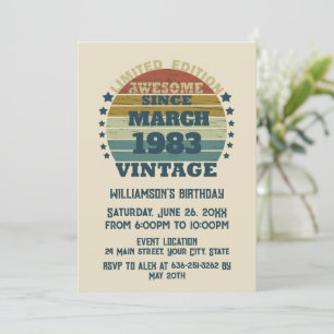 Personalised forty vintage 40th birthday party invitation