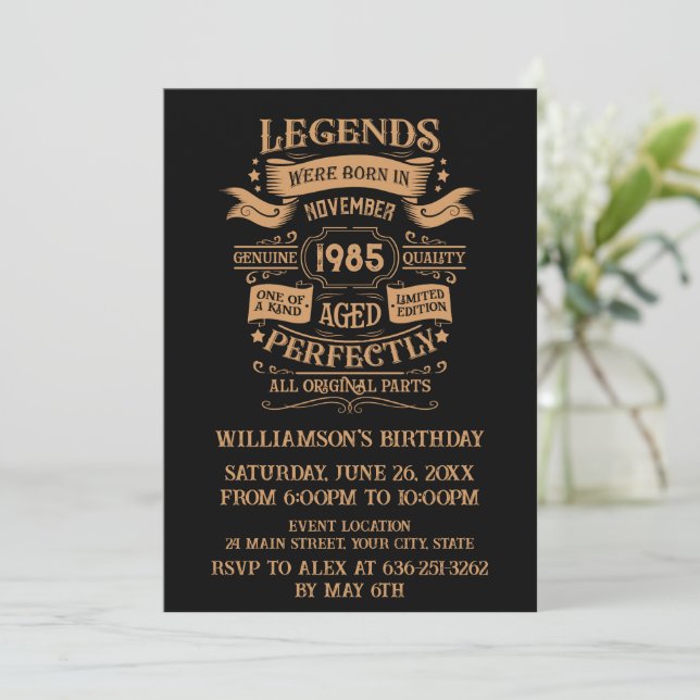 Personalised forty vintage 40th birthday party invitation (Standing Front)