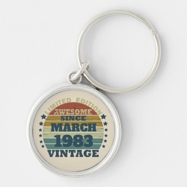 Personalised forty vintage 40th birthday party key ring (Front)