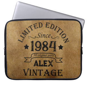 Personalised forty vintage 40th birthday party laptop sleeve