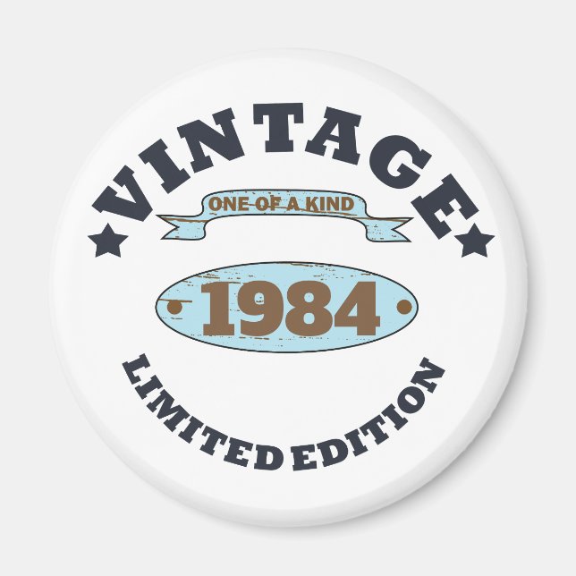 Personalised forty vintage 40th birthday party magnet (Front)