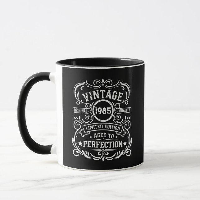 Personalised forty vintage 40th birthday party mug (Left)