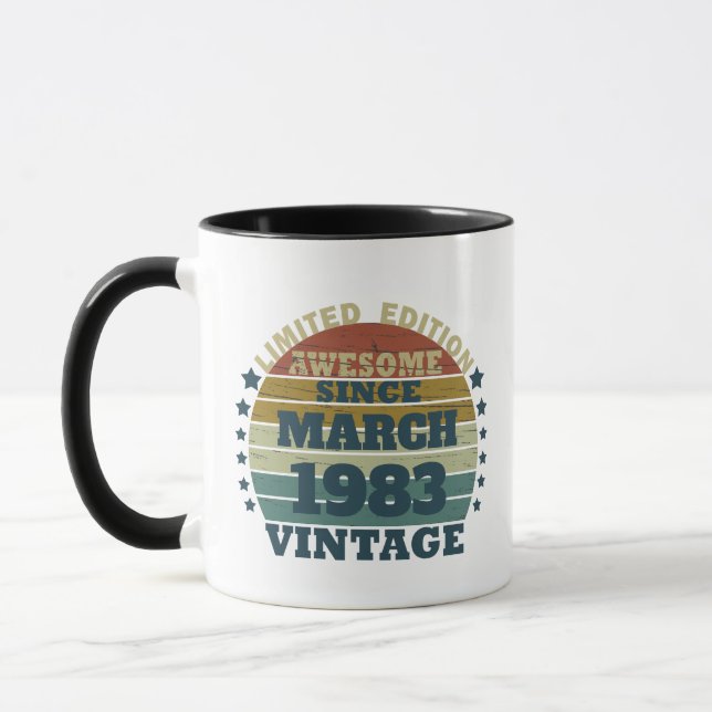 Personalised forty vintage 40th birthday party mug (Left)