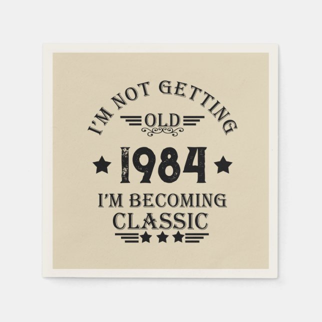 Personalised forty vintage 40th birthday party napkin (Front)