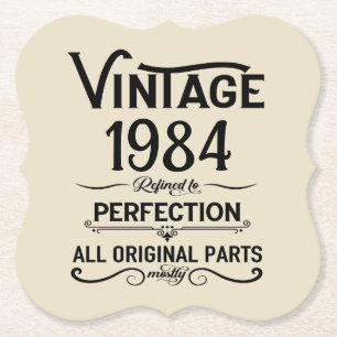 Personalised forty vintage 40th birthday party paper coaster