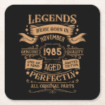 Personalised forty vintage 40th birthday party square paper coaster<br><div class="desc">Make your birthday special with this unique design. Add a touch of sophisticated elegance to your birthday celebration with our exquisite, one-of-a-kind designs. These graphics bring sophistication and originality to any product, creating a memorable and stylish gift. They are perfect for those who appreciate a touch of timeless glamour on...</div>
