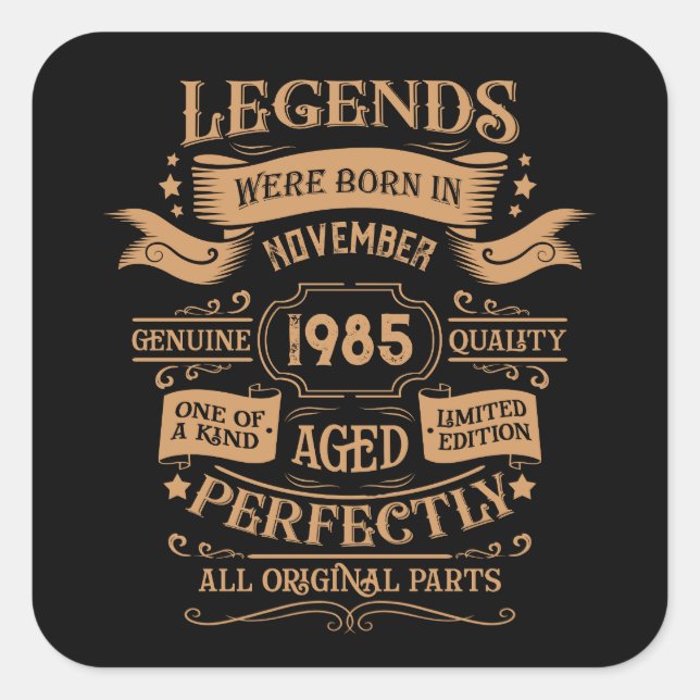 Personalised forty vintage 40th birthday party square sticker (Front)