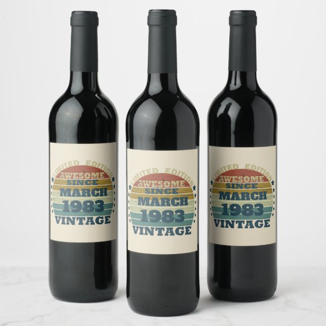 Personalised forty vintage 40th birthday party wine label (Bottles)