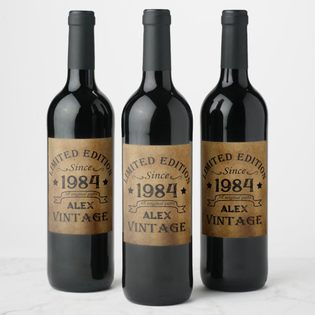 Personalised forty vintage 40th birthday party wine label (Bottles)