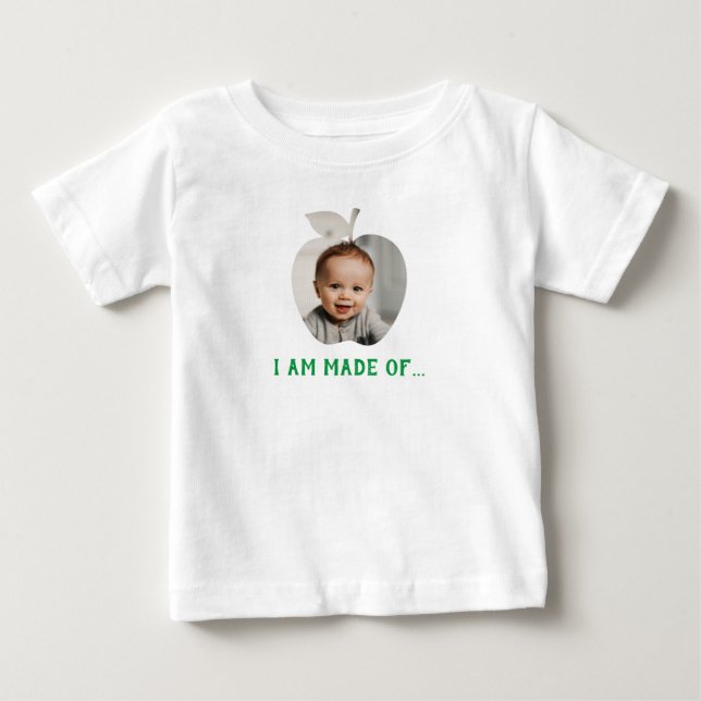 personalised foto print baby tshirt with apple (Front)