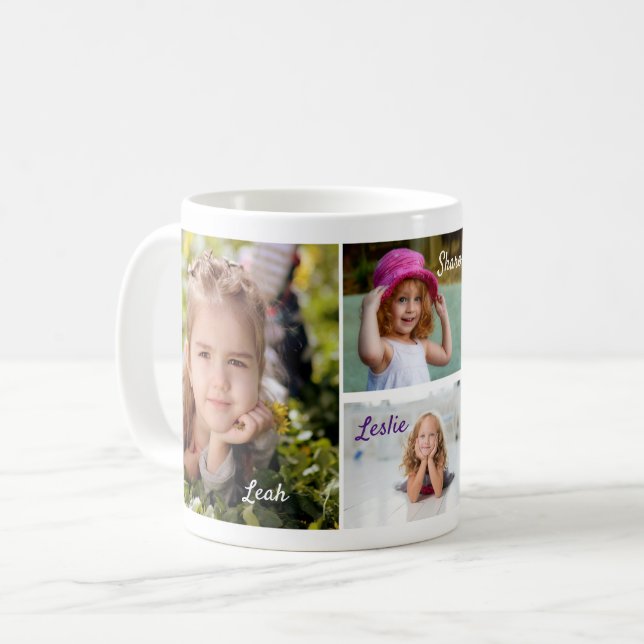 Personalised Four Custom Family Photos Coffee Mug (Front Left)