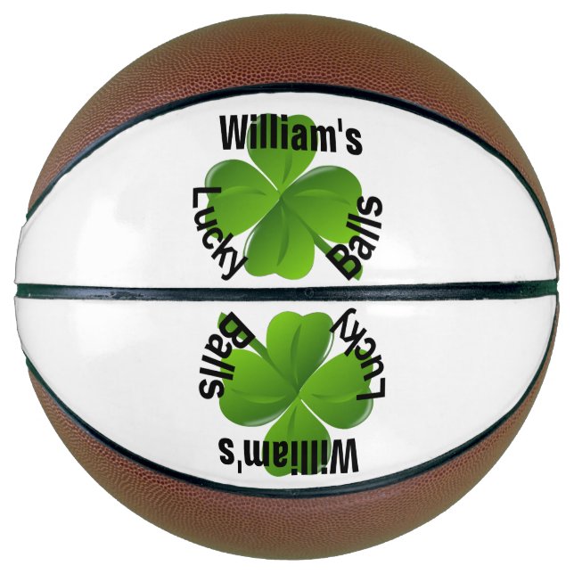 Personalised Four Leaf Clover Lucky Basketball (Front)