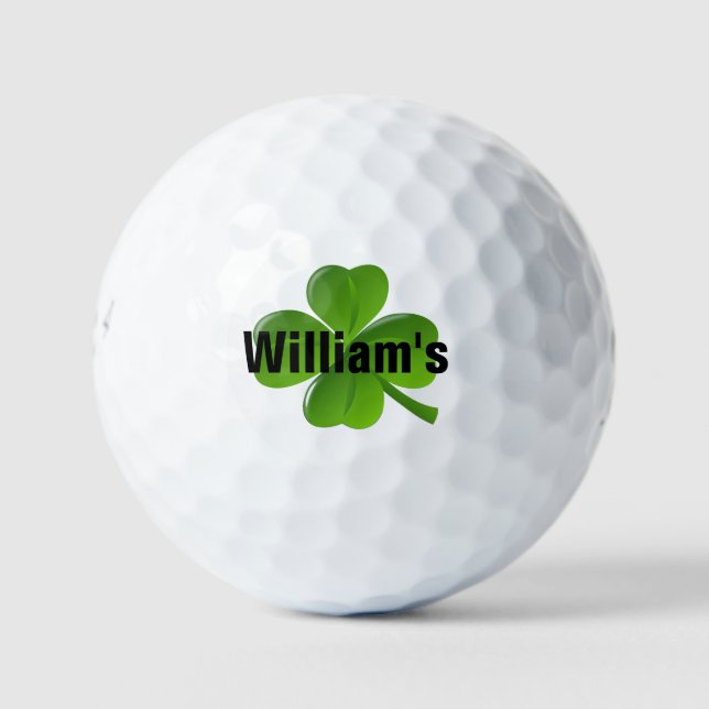 Personalised Four Leaf Clover Lucky Golf Balls (Front)