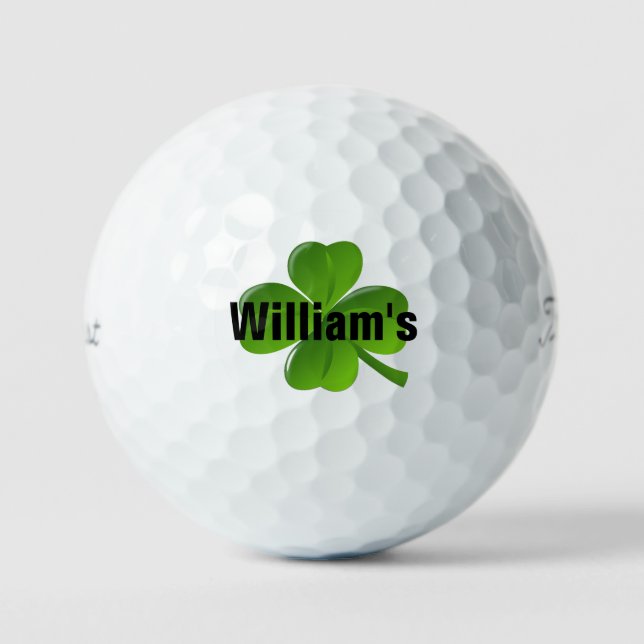 Personalised Four Leaf Clover Lucky Golf Balls (Front)