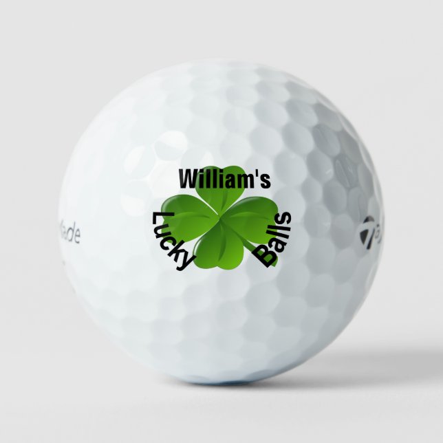 Personalised Four Leaf Clover Lucky Golf Balls (Front)