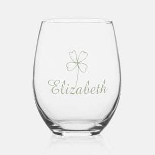 Personalised Four Leaf Clover Wine Glass Set