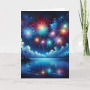 Personalised Fourth of July Fireworks Reflection Card