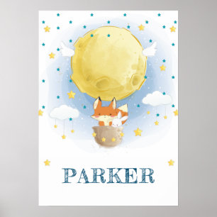 Personalised Fox Air Balloon Poster